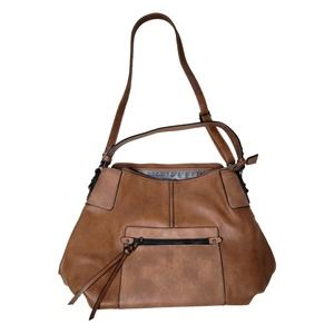 Realer Soft Brown Faux Leather Purse Handbag Large Bucket Hobo Crossbody